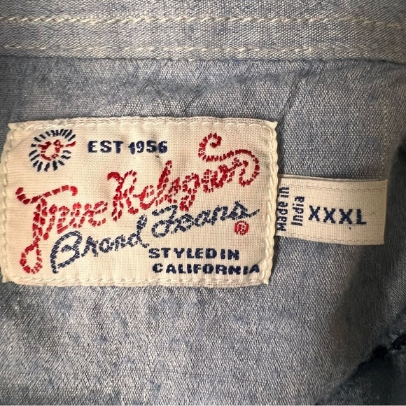 True Religion Blue Button Down Shirt Size XXXL - Picture 9 of 12